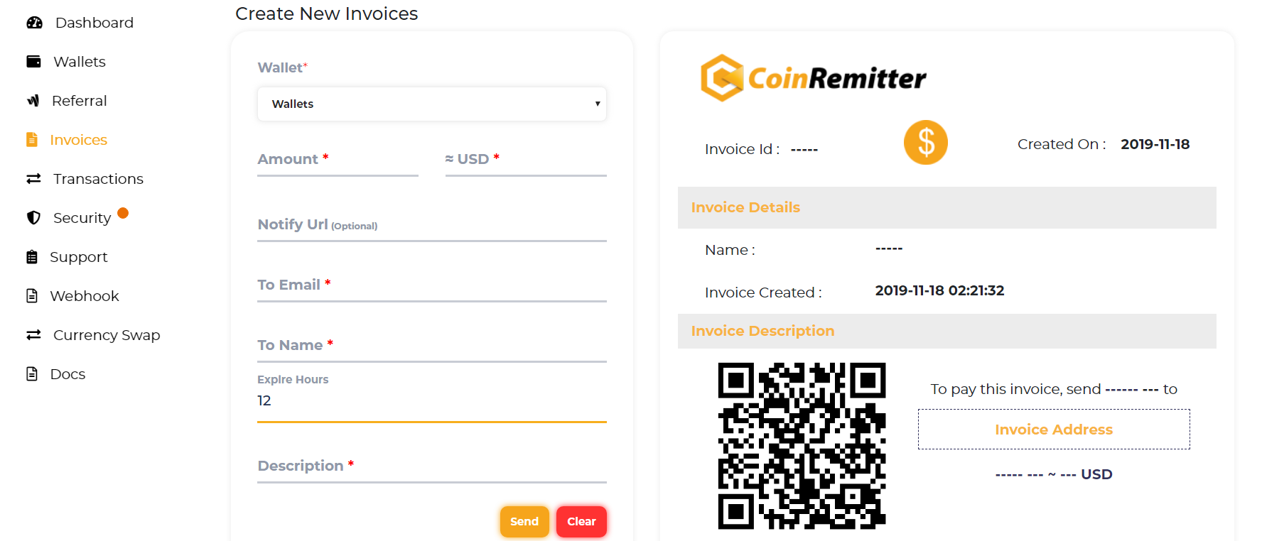 Creating new invoice