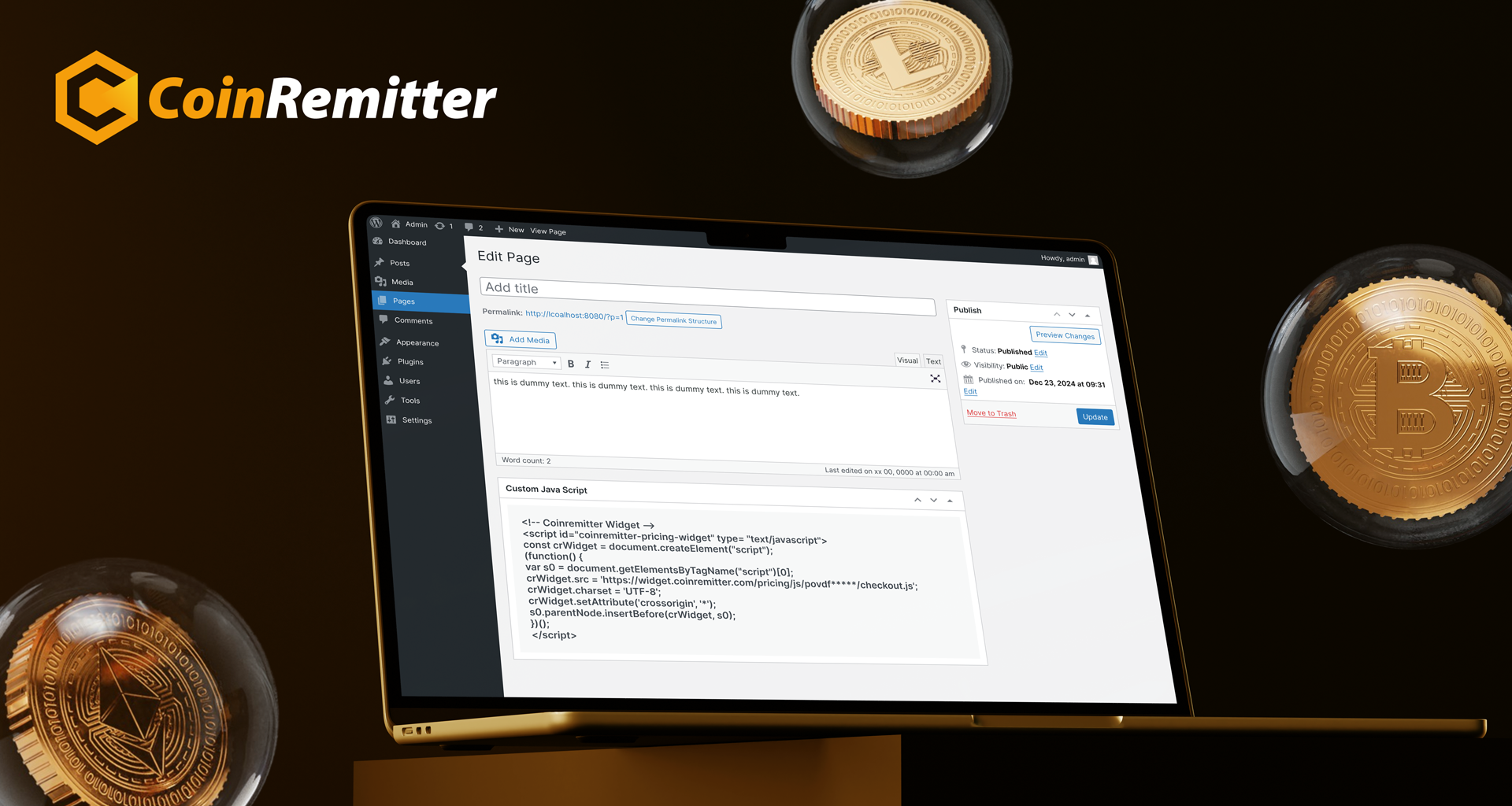 Coinremitter’s Pricing Widget for WordPress Sites